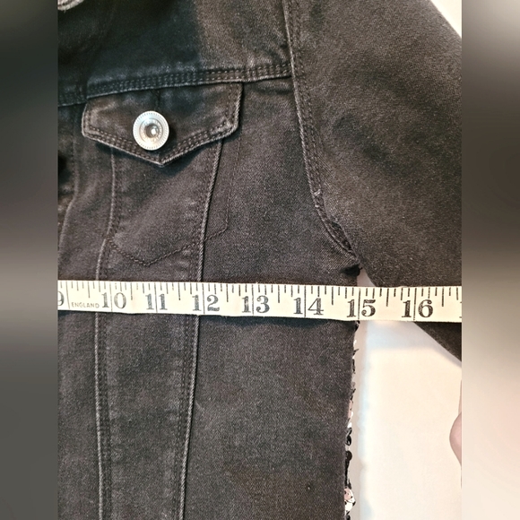 10/12Y Black jeans jacket with reversable seguins Silver/black - Picture 8 of 8
